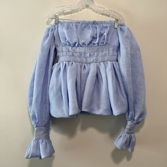 Aje. NWT Divine‎ Off-the-shoulder Organza Top In Light Blue Size 8 - Picture 3 of 10
